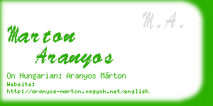 marton aranyos business card